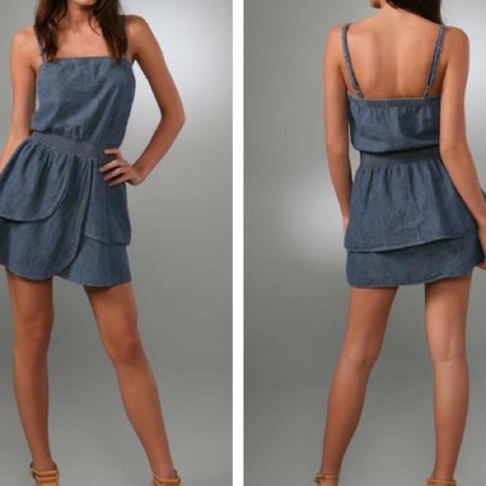 Denim ruffle skirt dress